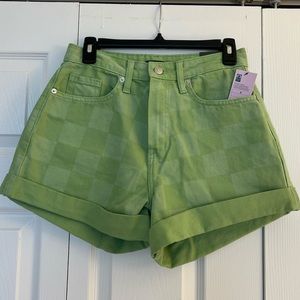 Wild Fable - green checkered denim shorts